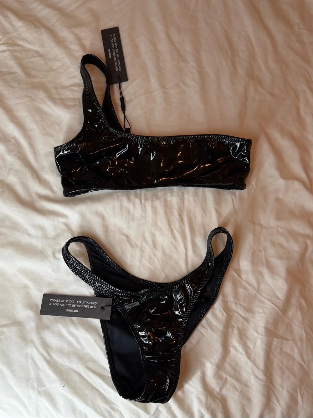 triangl swimwear Black Bikini Set with Cap